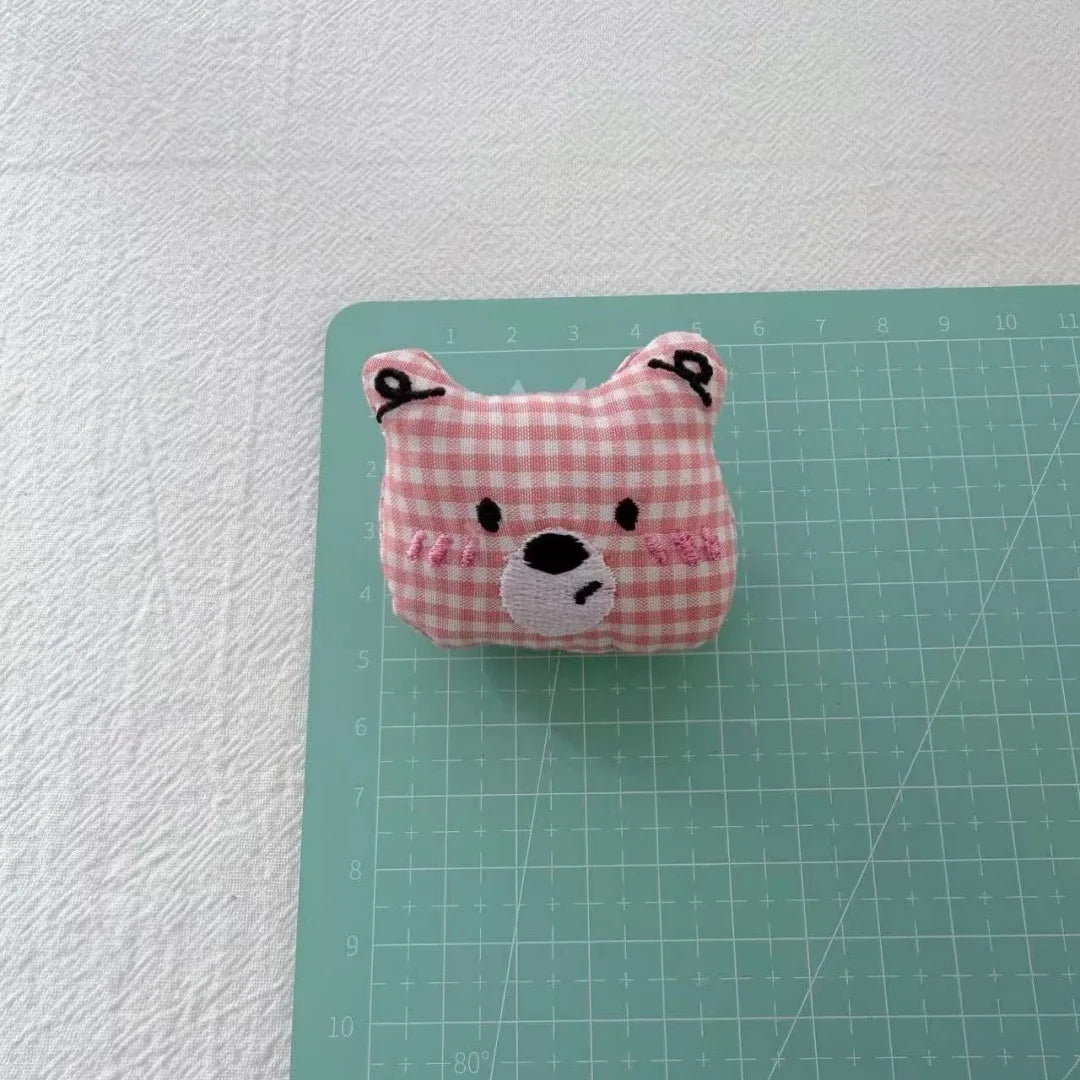 Bear Cat Fabric Brooch Handcrafted Pin