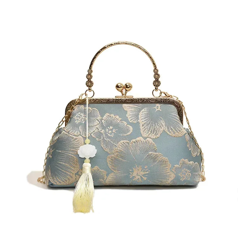 Embroidered Silk Shoulder Bag