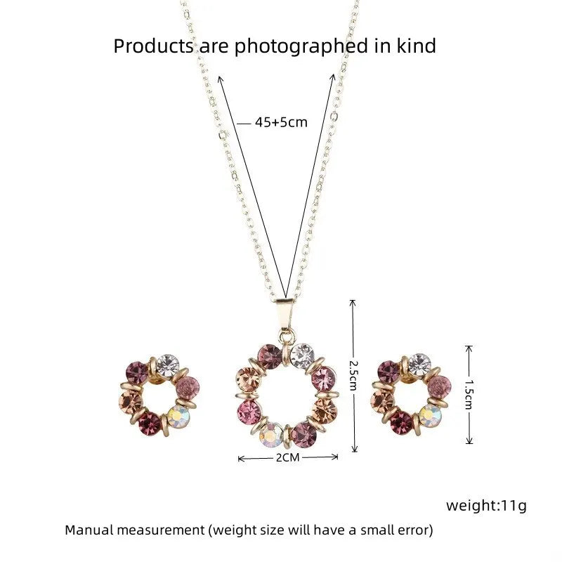 Gold Circle Diamond Jewelry Set