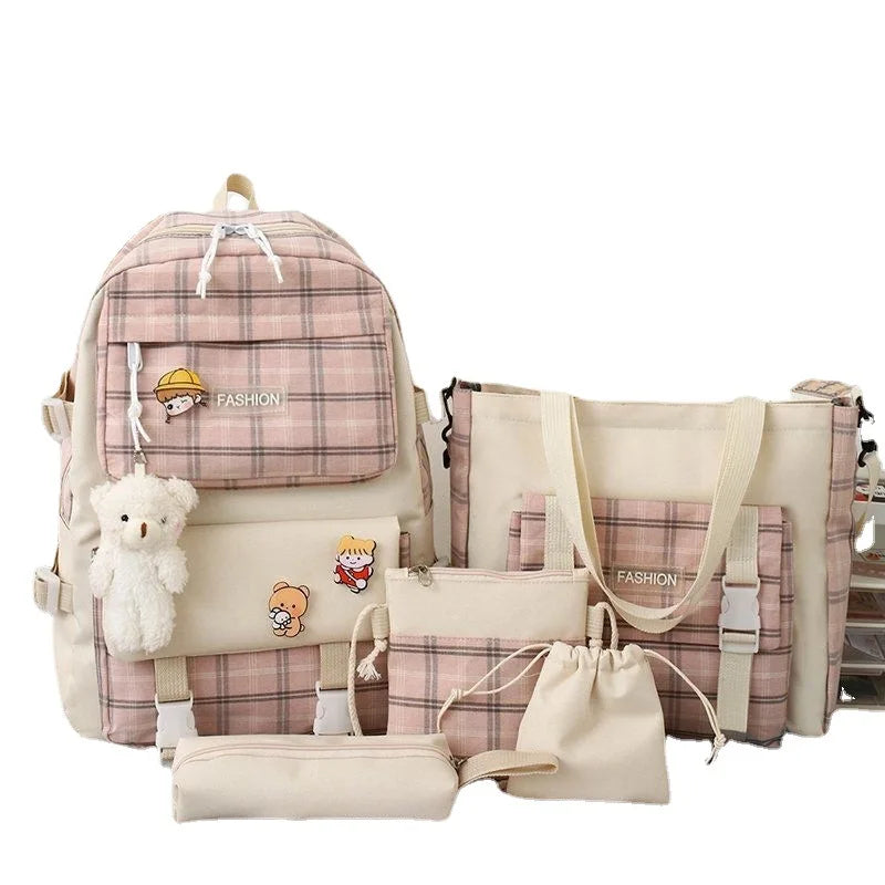 Plaid Student Backpack Set