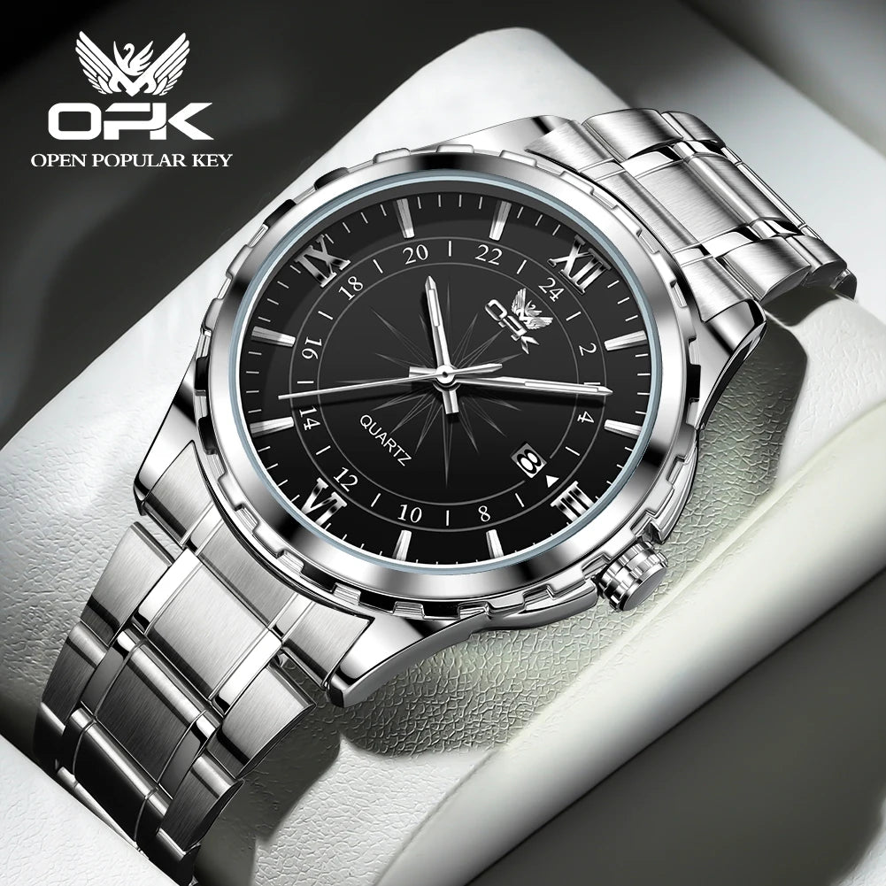OPK Men's Steel Dual Calendar Quartz Watch