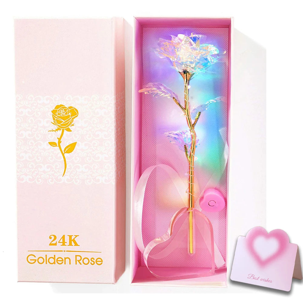 Galaxy Crystal Rose LED Heart Base Gift