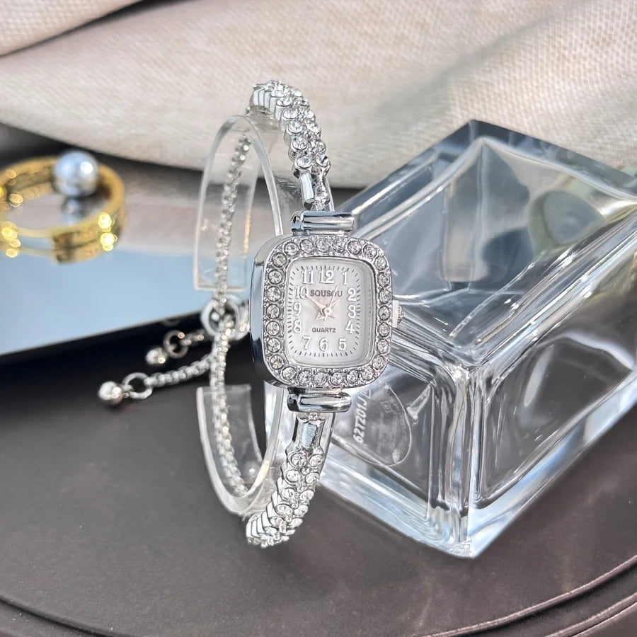 Women's Square Rhinestone Quartz Watch Gold