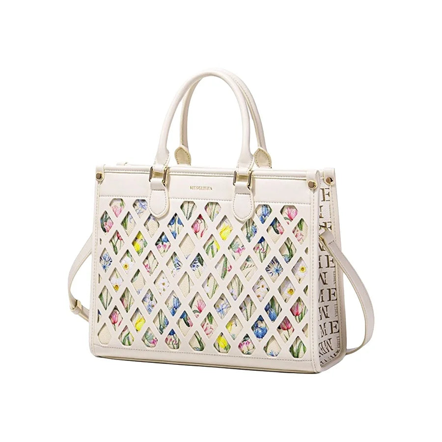 Floral Hollow Shoulder Tote