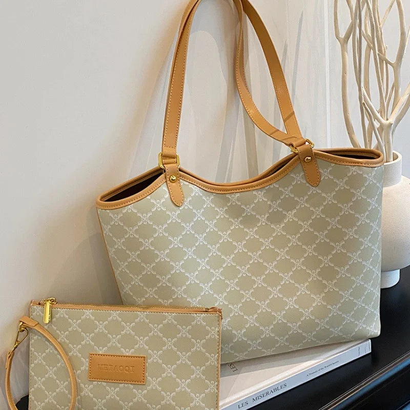 Geometric Pattern Shoulder Tote Bag