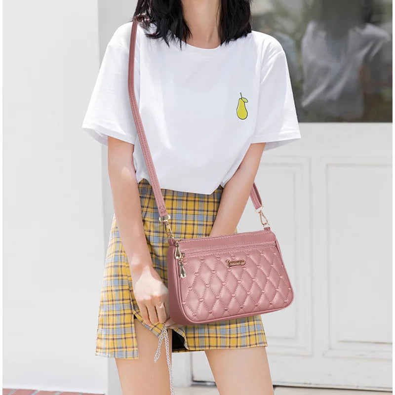 Embroidery Zipper Crossbody Bag