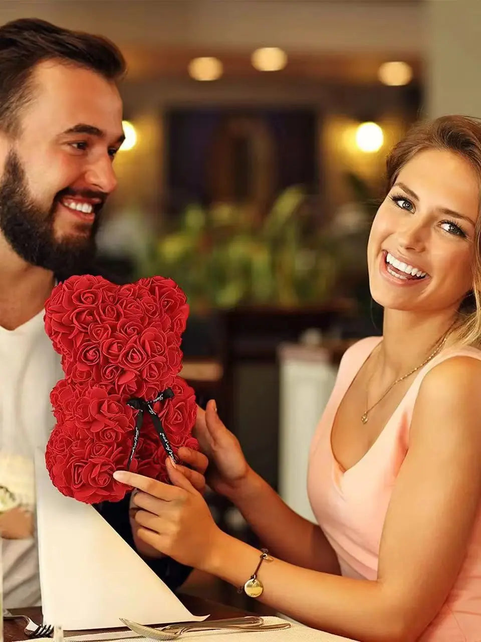 Rose Bear with Simulated Flowers
