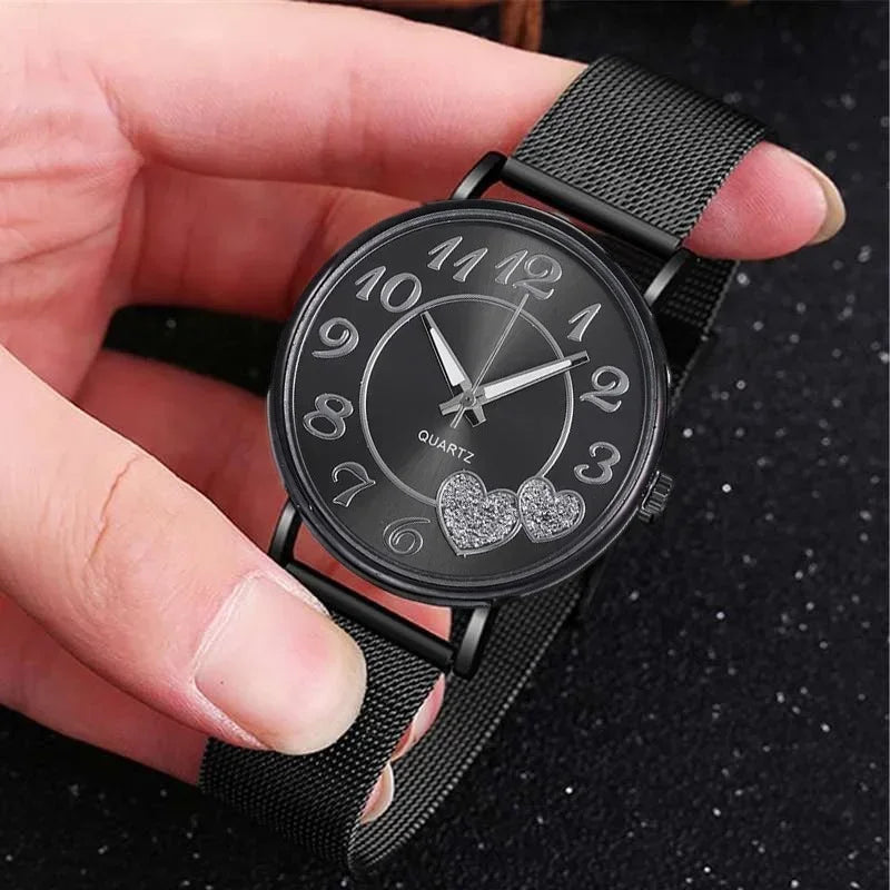 Rose Gold Heart Dial Ladies Watch