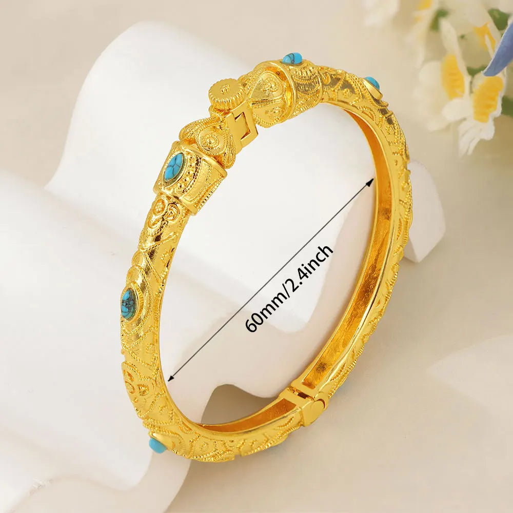 Gold Turquoise Bridal Bangle
