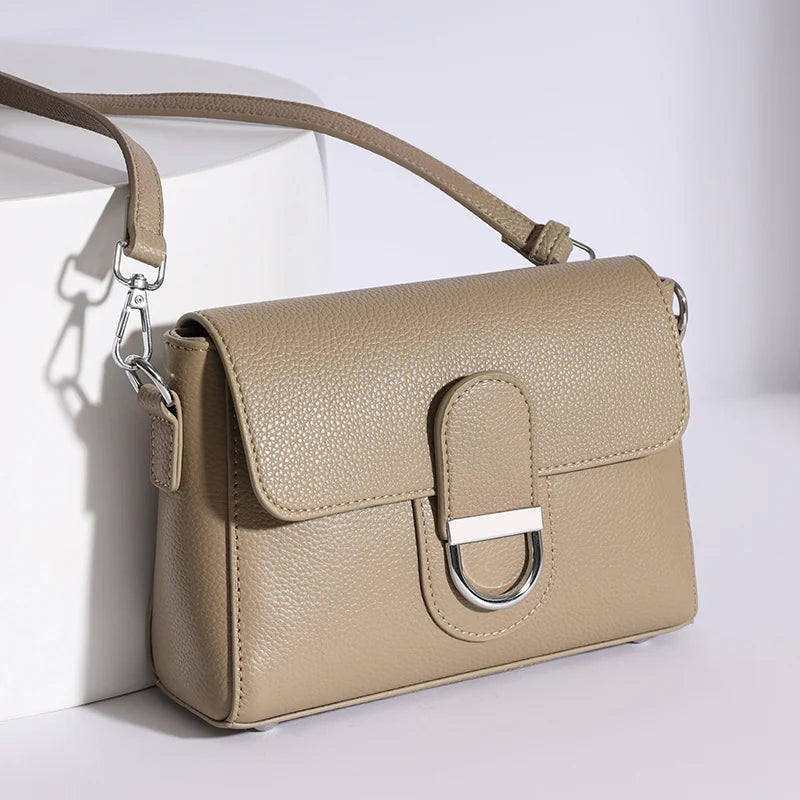 Women's Cowhide Leather Small Flap Crossbody Bag