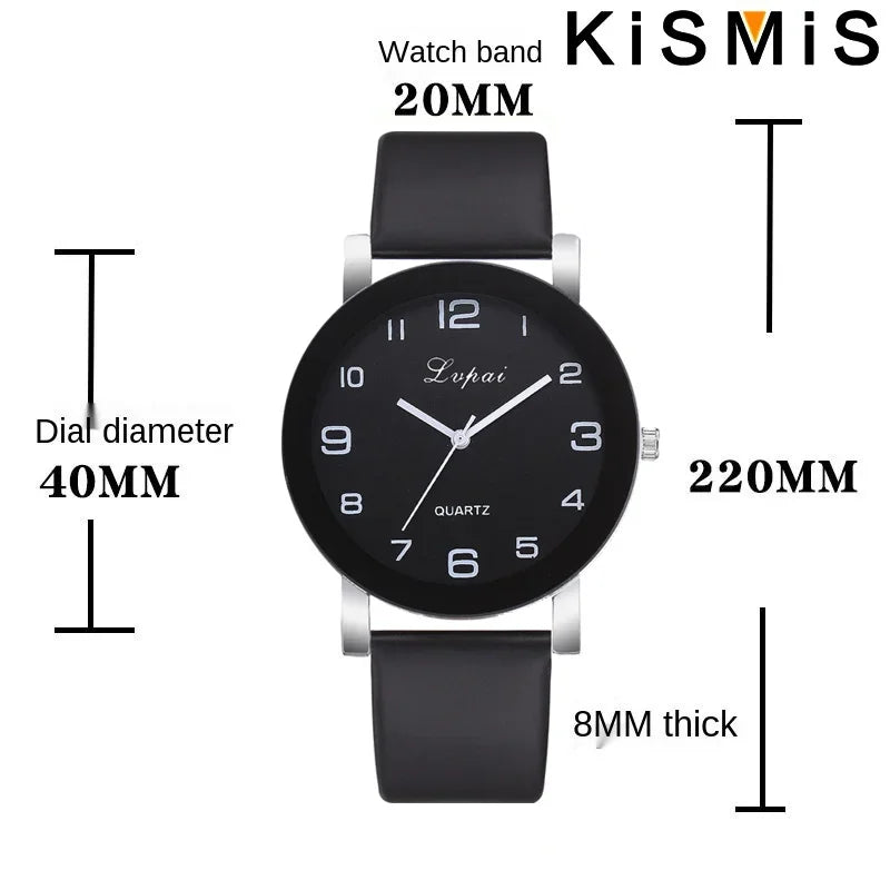 White Leather Round Face Watch