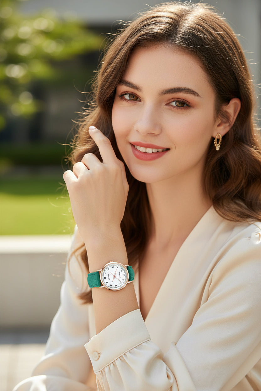 Women's Small Dial Leather Quartz Watch
