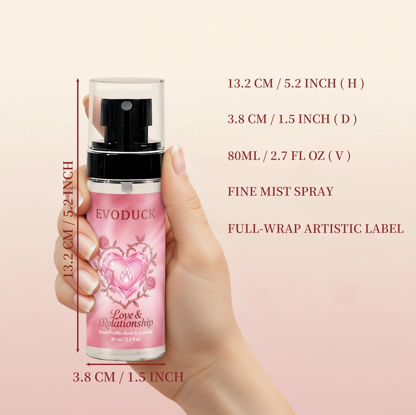 Women's Rose Jasmine Body Mist Travel 2.7oz