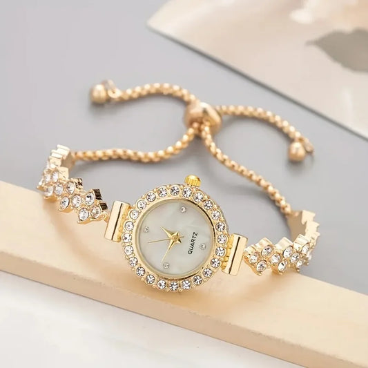 Gold Crystal Bracelet Watch