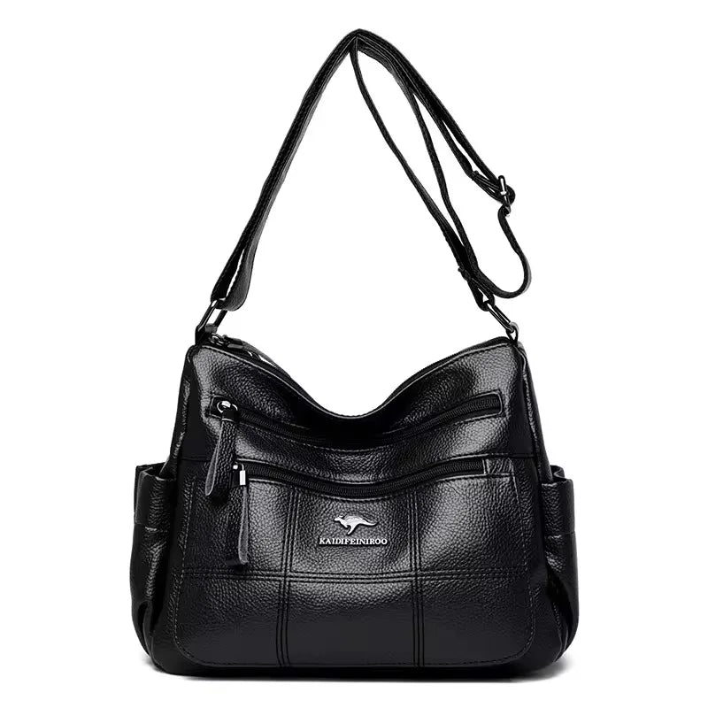 Women's Multi-Pocket Leather Crossbody Bag