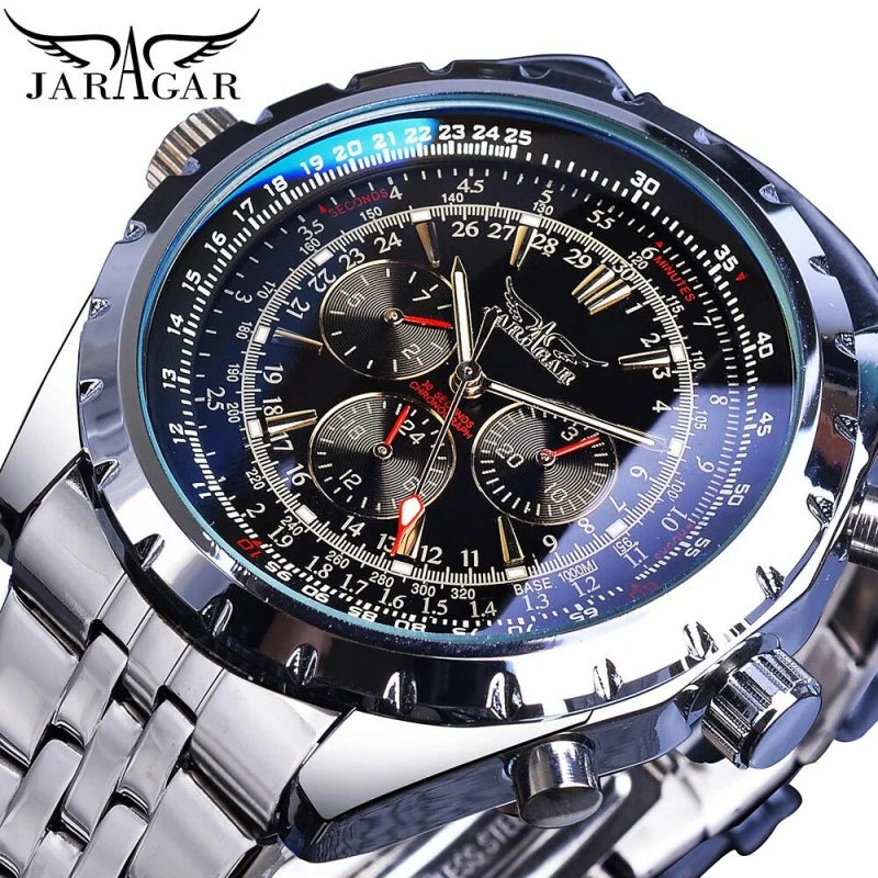 JARAGAR Hollow Chronograph Men's Watch