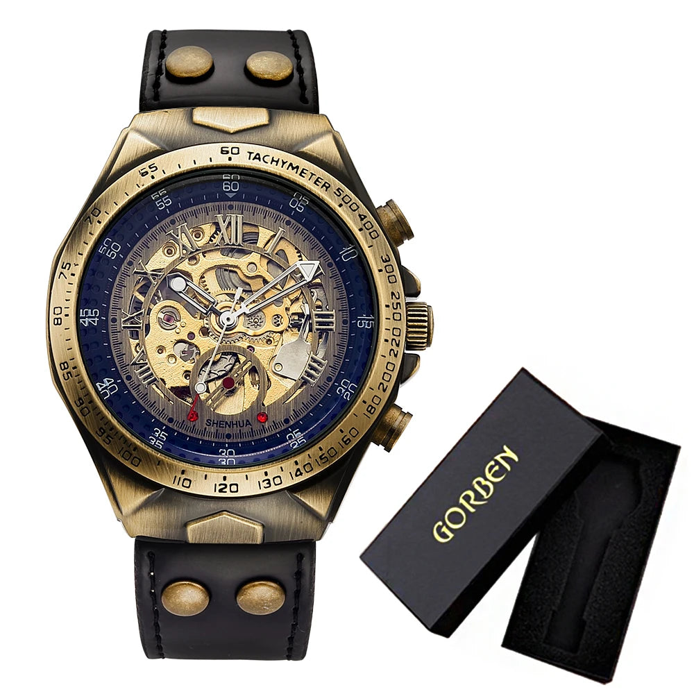 Men's Retro Leather Mechanical Watch