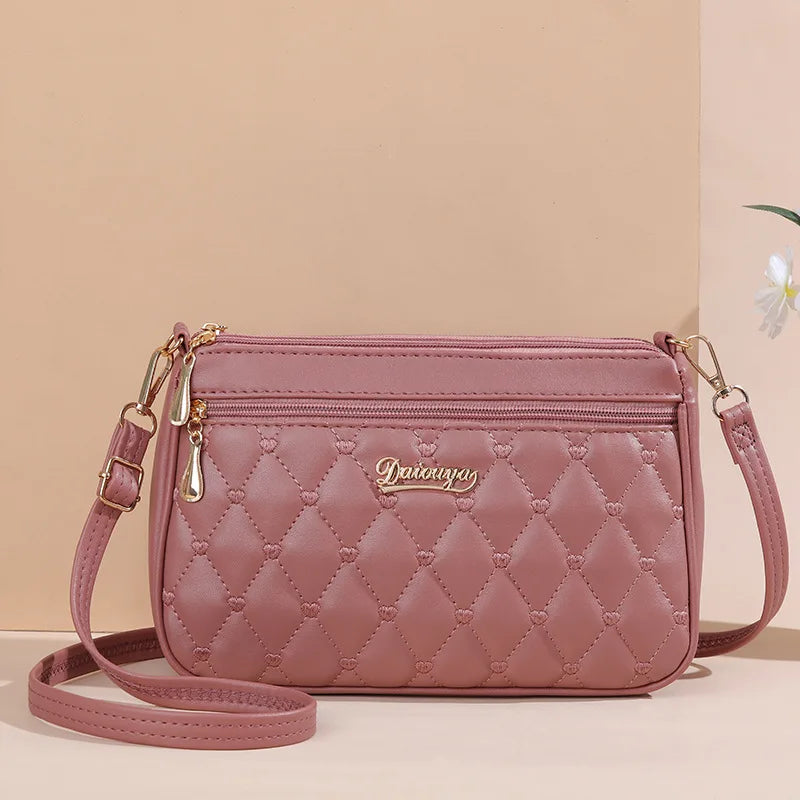 Embroidery Zipper Crossbody Bag