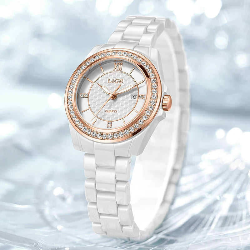 LIGE Ceramic Luminous Ladies Watch