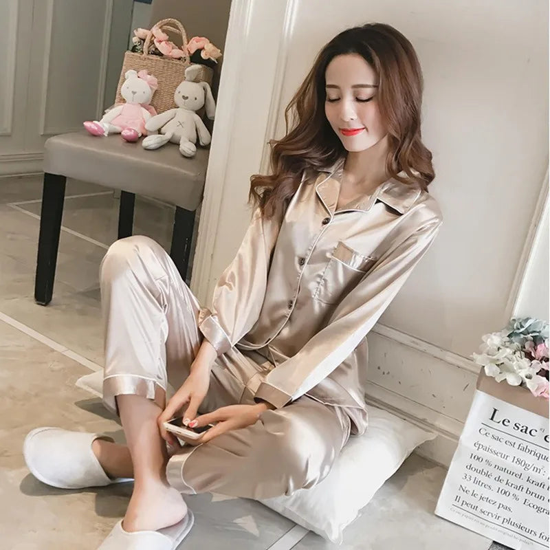 Silk Long-Sleeve Women Pajama Set