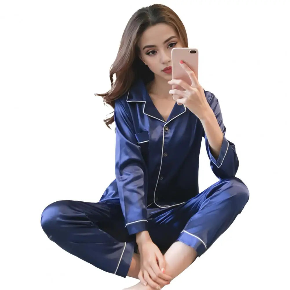 Women's Silk Button Pajama Set