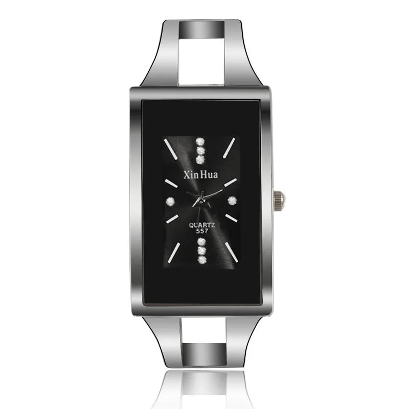 Women's Crystal Bangle Stainless Steel Quartz Watch
