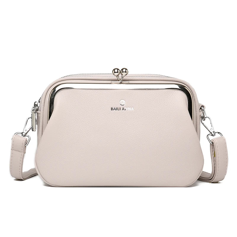 Women's Soft Leather Multi-Pocket Crossbody Bag