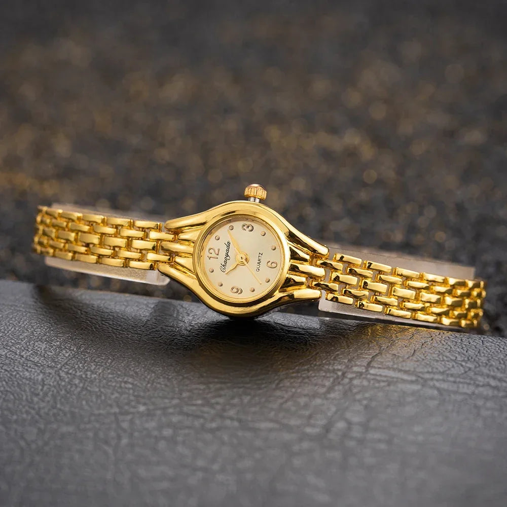 Women's Gold Bracelet Small Dial Quartz Watch