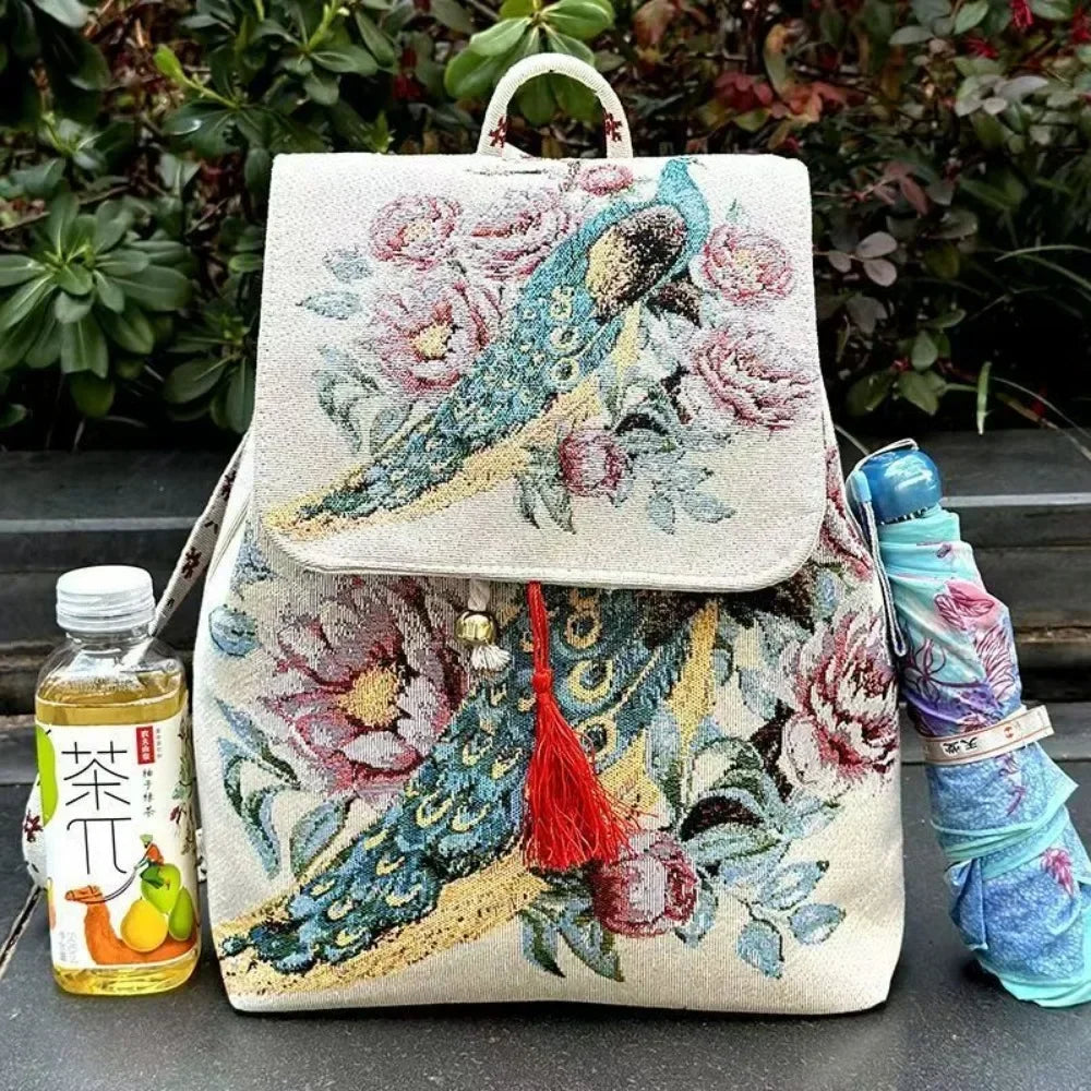 Canvas Backpack Ethnic Style