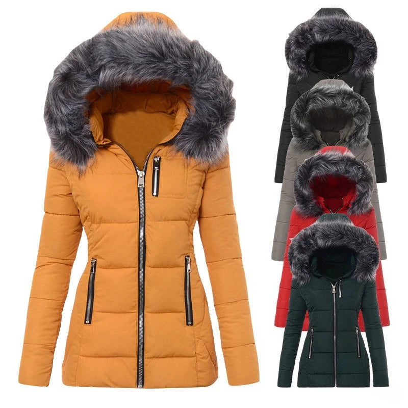 Fur Collar Hooded Women Parka