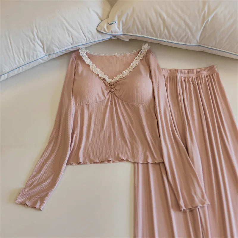 Women's Modal Pajama Set with Chest Cup