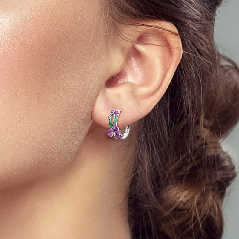 Women's S925 Silver Daisy Hoop Earrings