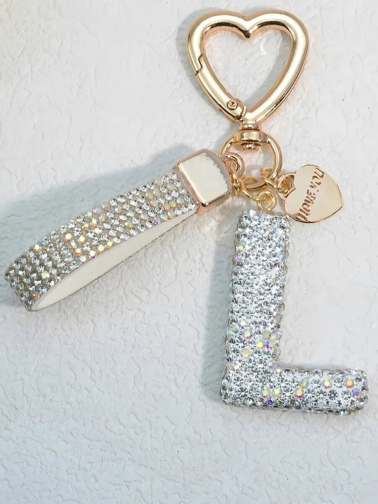 Crystal Initial Letter Keychain