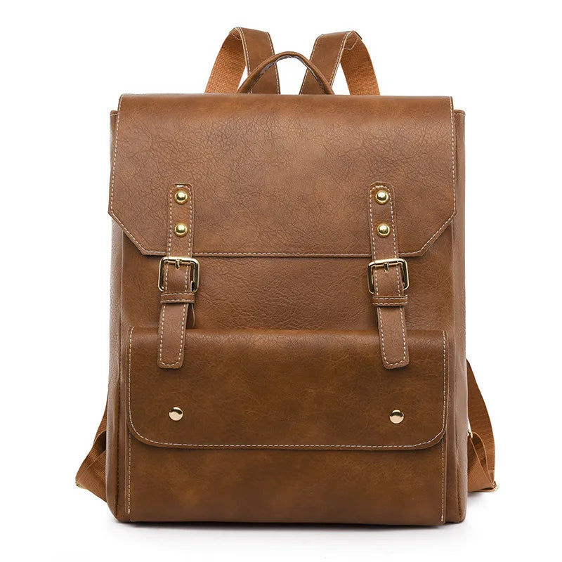 Vintage Leather School Backpack