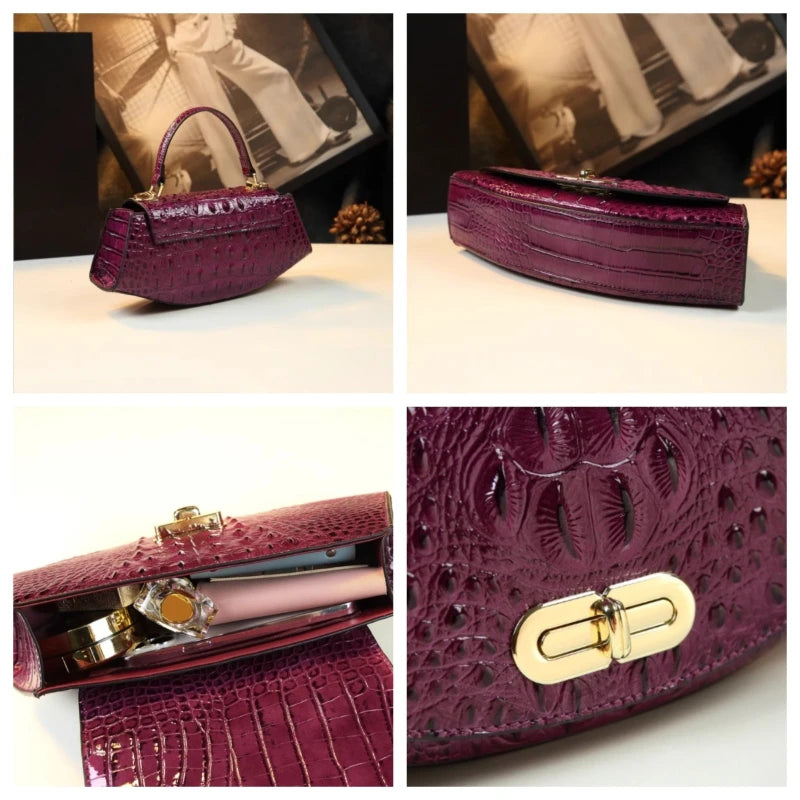 Women's Crocodile Pattern Leather Crossbody Bag