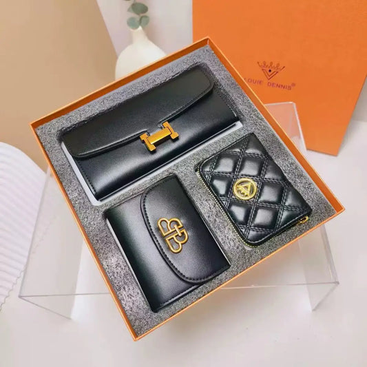 Women's Leather Wallet Card Holder Gift Set