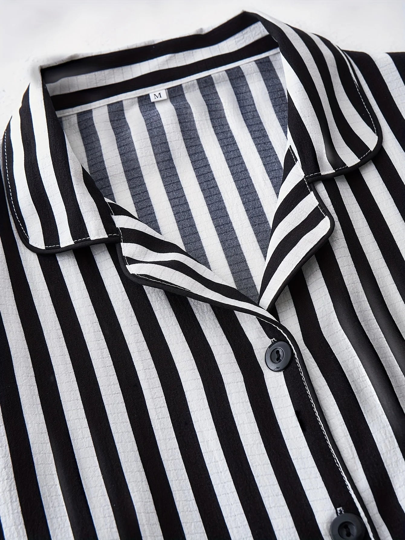 Women's Striped Lapel Pajama Set
