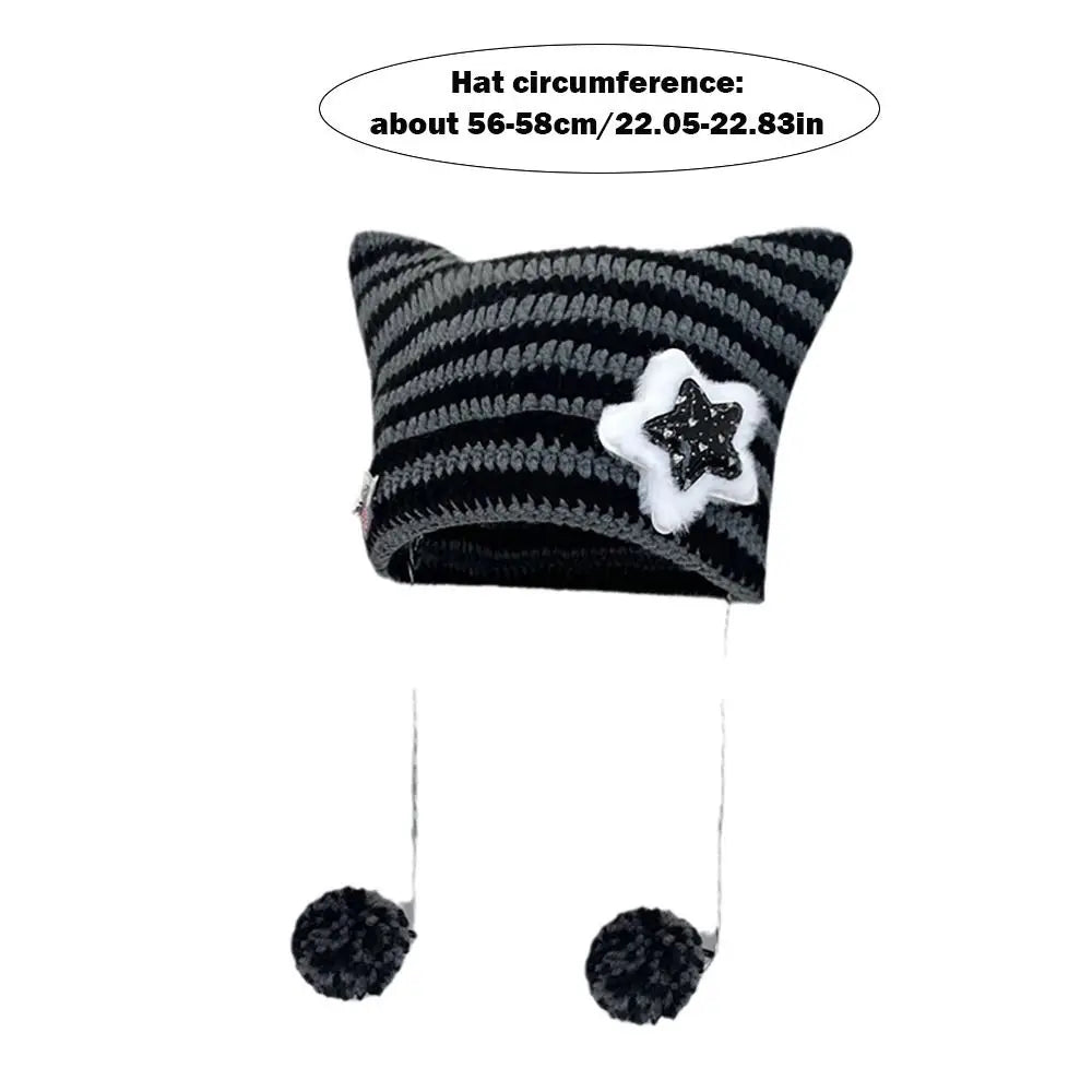 Y2K Devil Ear Knitted Beanie