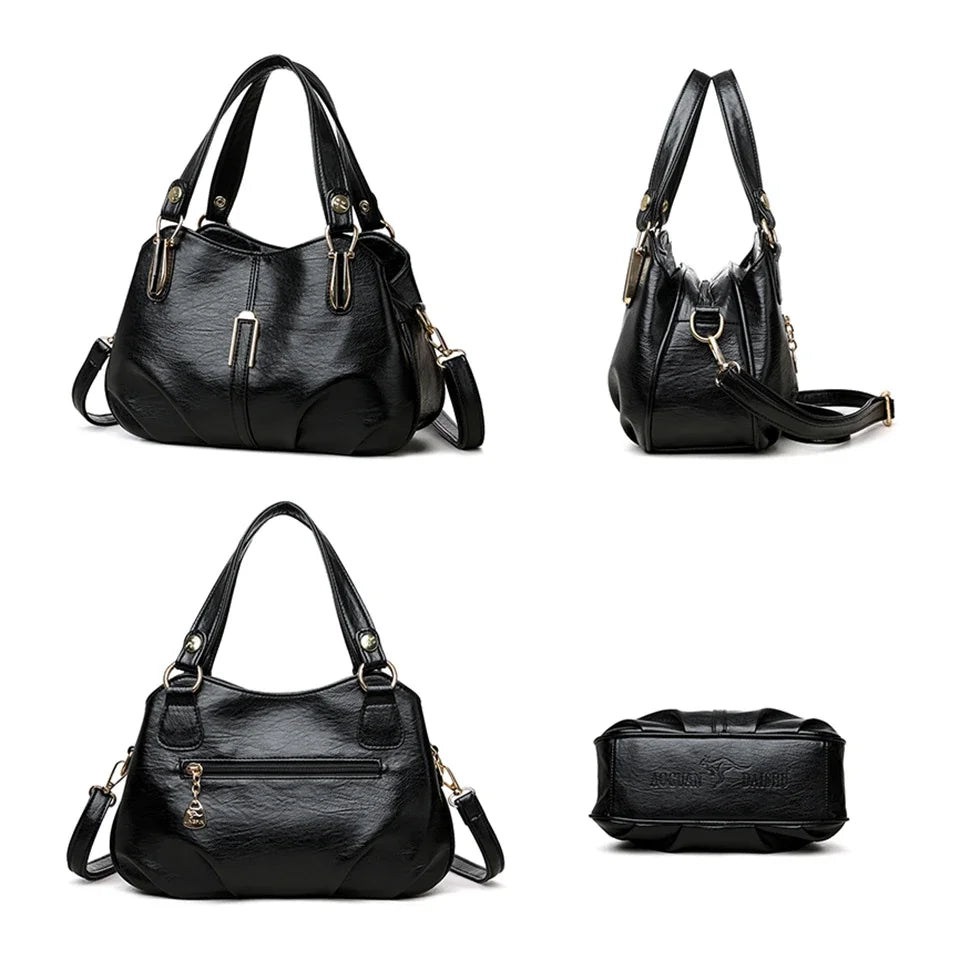 Women's Leather Commuter Tote Crossbody Bag