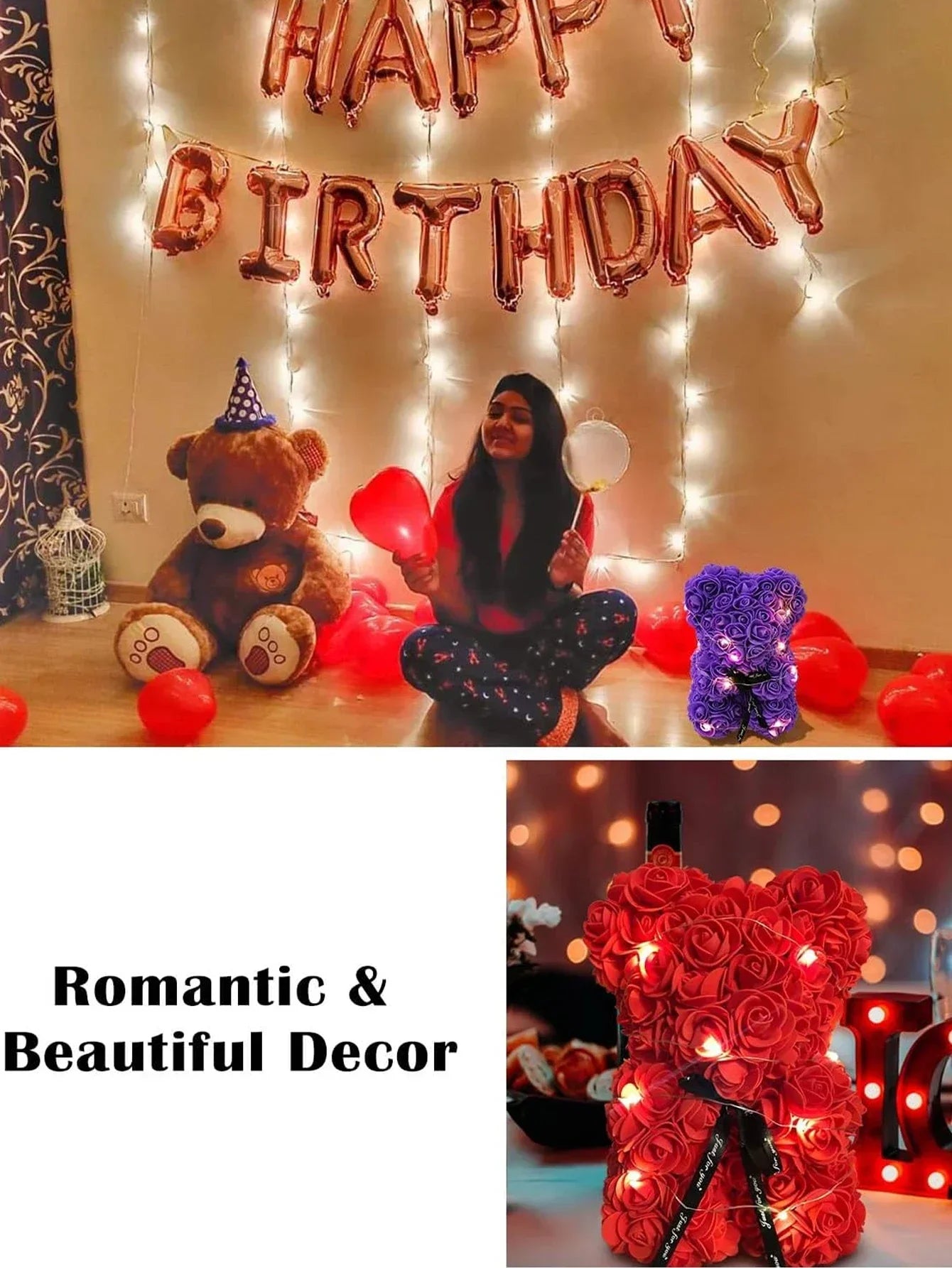 Rose Teddy Bear Gift Valentine Birthday