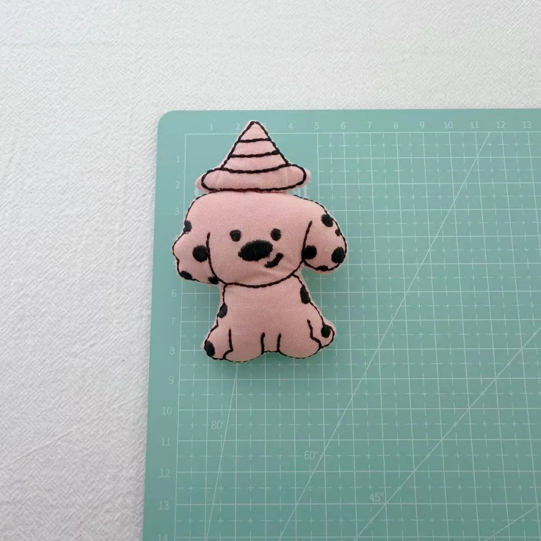 Bear Cat Fabric Brooch Handcrafted Pin