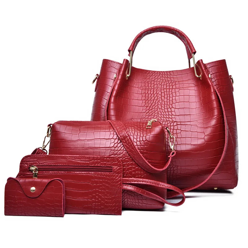 Leather Shoulder Bag Set