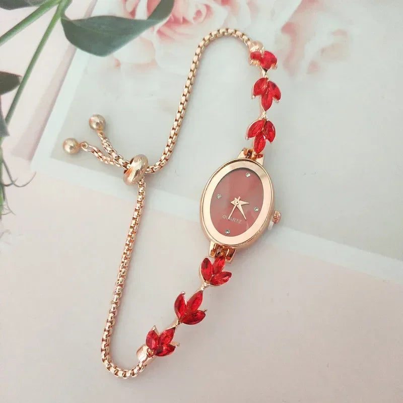 Clover Rhinestone Oval Watch