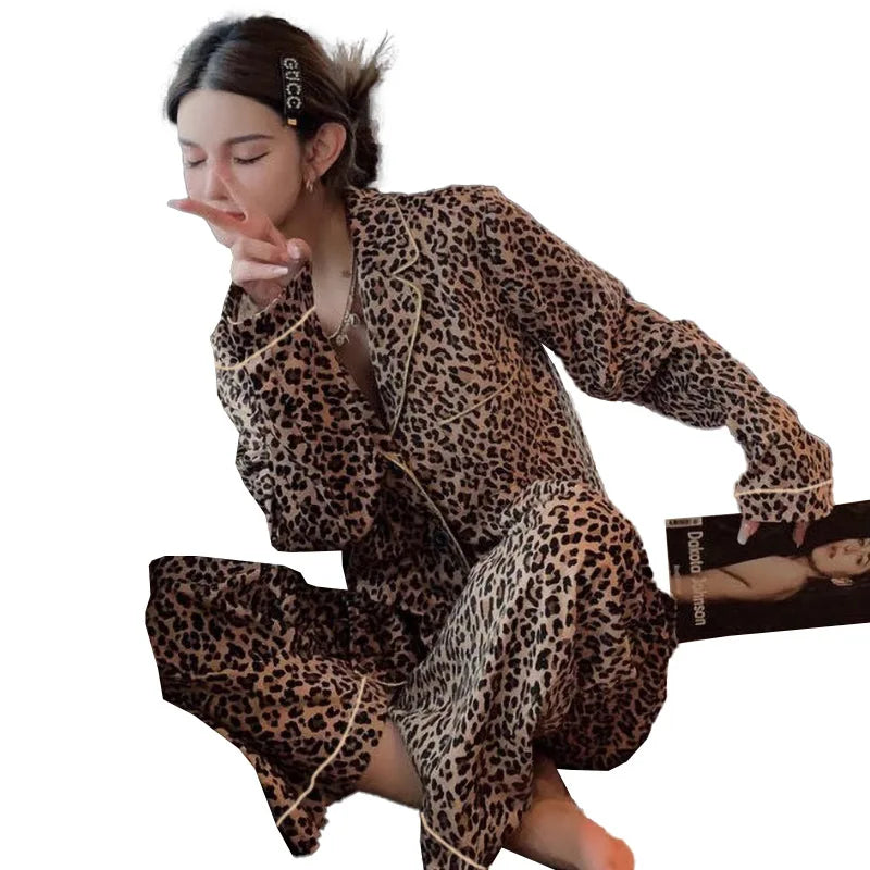 Women's Leopard Print Pajama Set