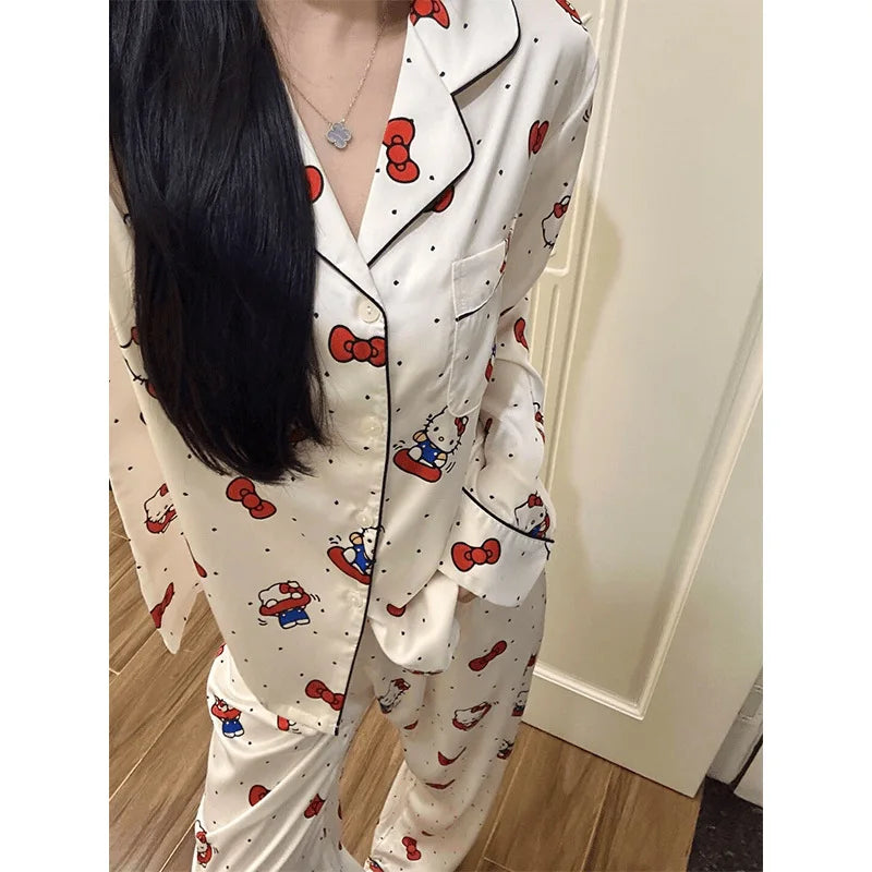 Women's Ice Silk Cute Pajama Set