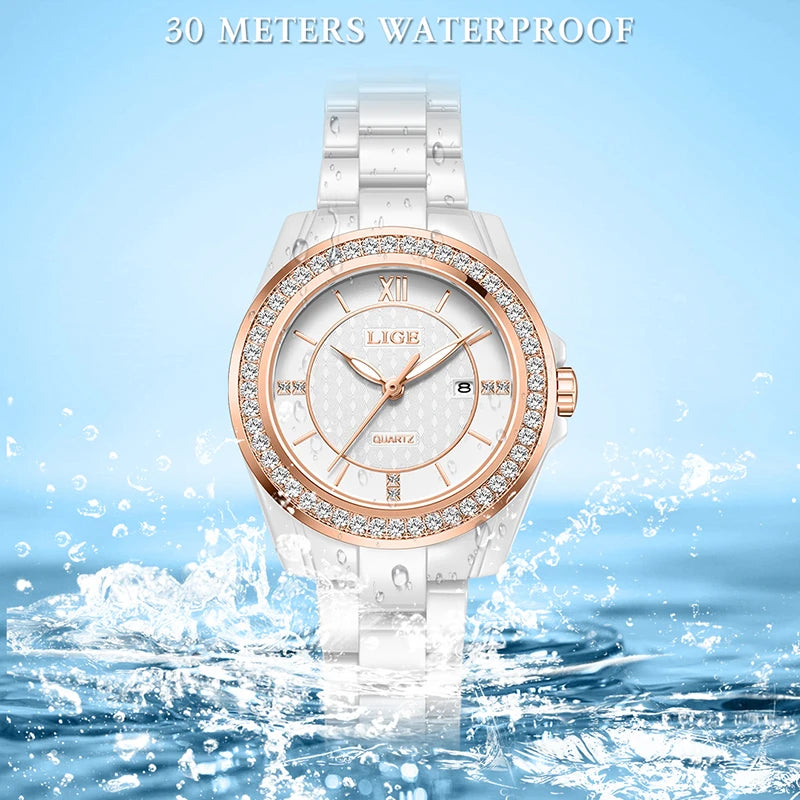 LIGE Ceramic Luminous Ladies Watch