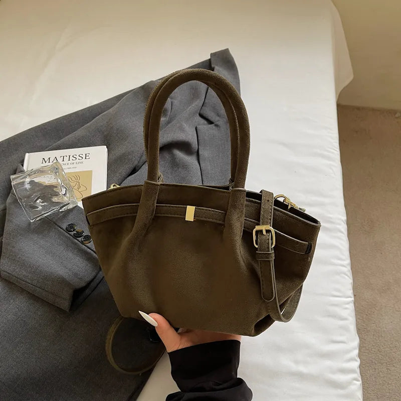 Suede Tote Shoulder Bag