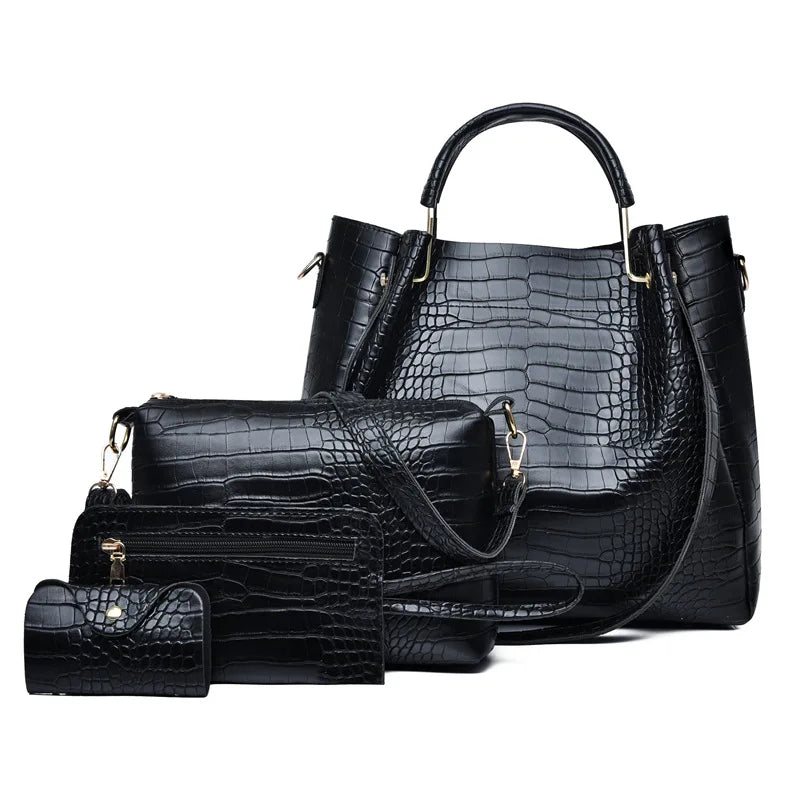 Leather Shoulder Bag Set