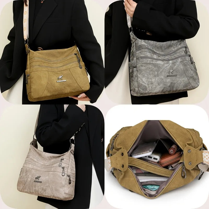 Denim Multi-Layer Crossbody Bag