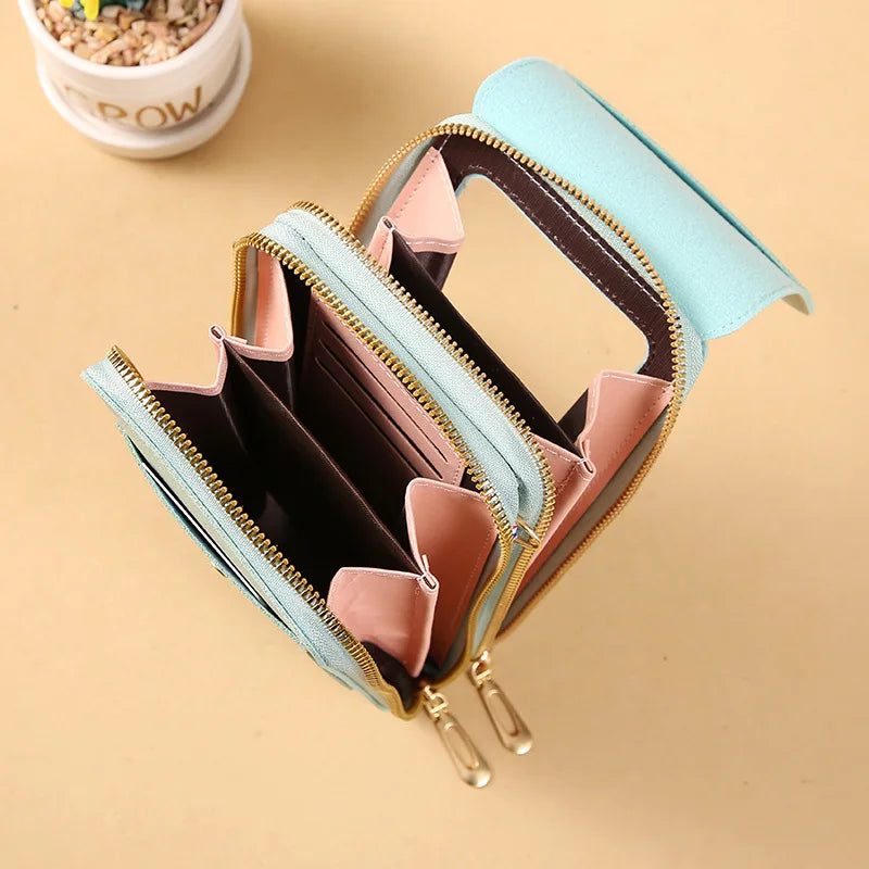 Touch Screen Leather Crossbody Wallet